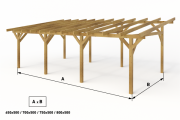 Freistehender Classico-Holzpavillon mit einer Tiefe von 500 cm